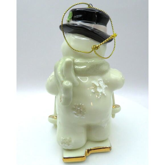 Porcelain Snowman Skier Ornament with Skis and Poles Christmas Figurine 4.75" - Picture 5 of 10